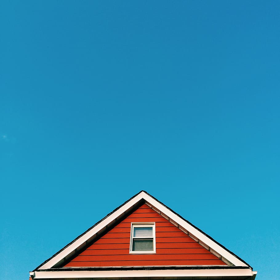 triangular white and brown wooden house, roof, scandinavia HD wallpaper