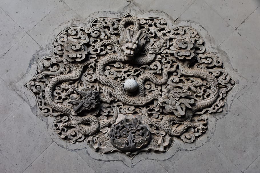 chinese ancient architecture, pattern, dragon, creativity, art and craft HD wallpaper