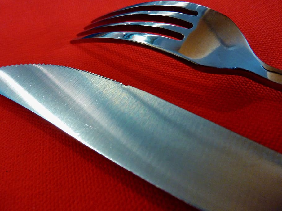 cutlery, fork, spoon, knife, restaurant, silver, plate, table HD wallpaper