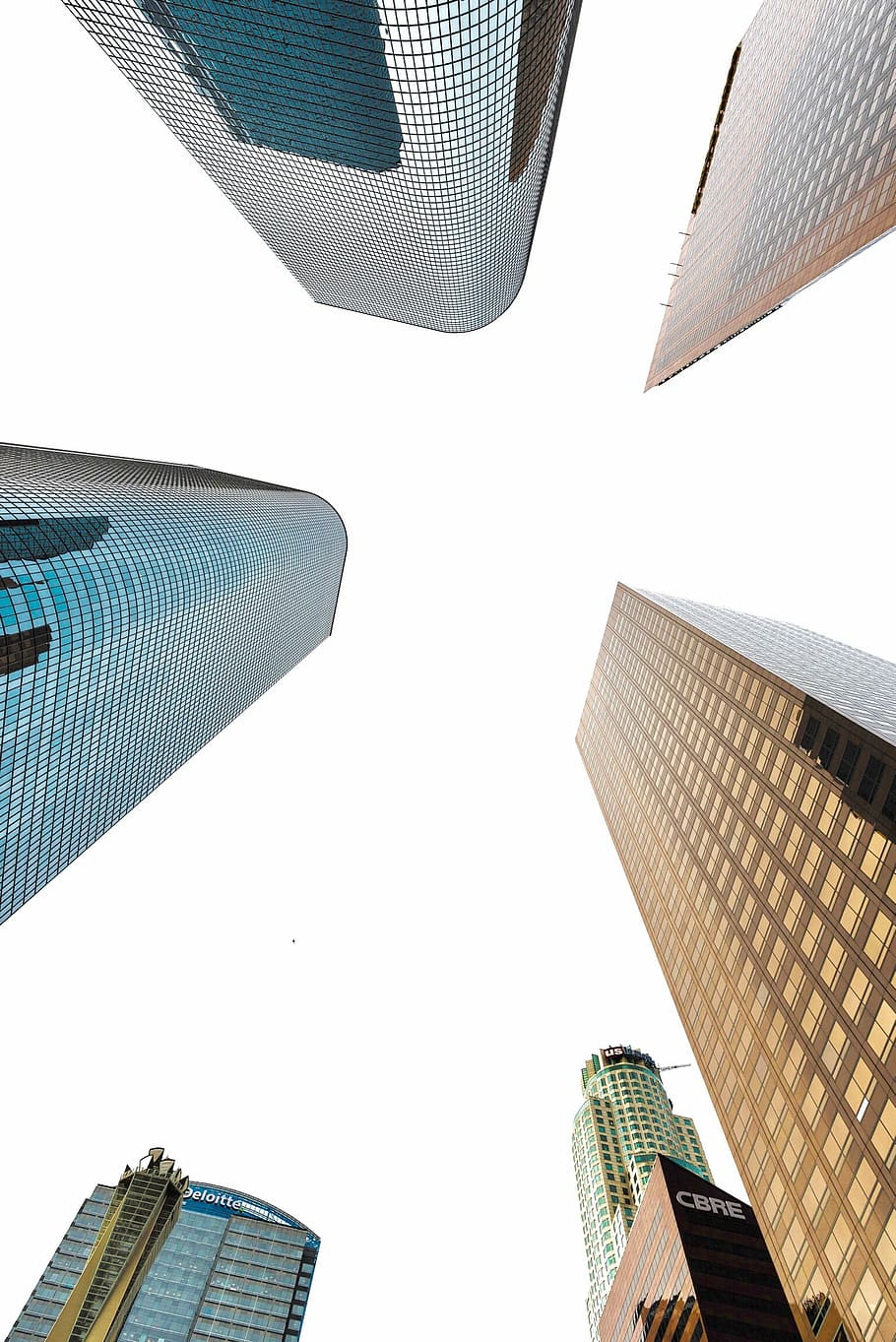 low angle photo of high-rise buildings, birds eye view photography of skyscrapers HD wallpaper