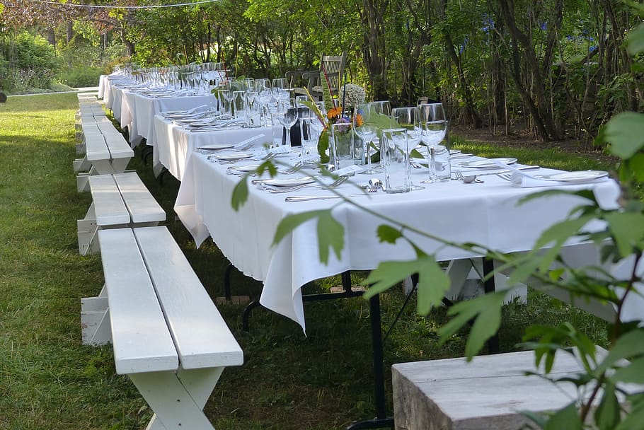 garden, table, wedding, decoration, celebration, dinner, romantic, HD wallpaper