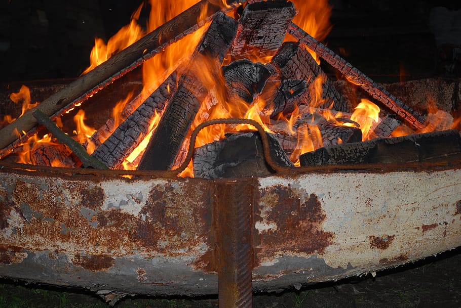 flames, wood, fire place, night, glow, orange, heat, burning HD wallpaper