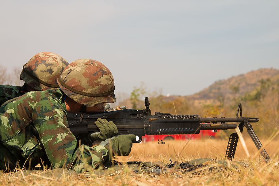 war, shoot, army, shooting, armed, gun, machine gun, soldiers HD wallpaper