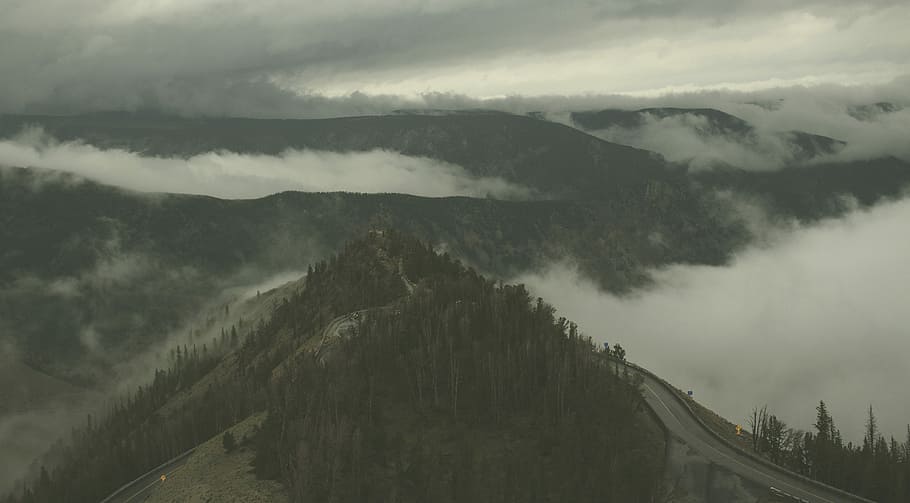 bird's eye view photography of mountain, top view photo of mountain HD wallpaper