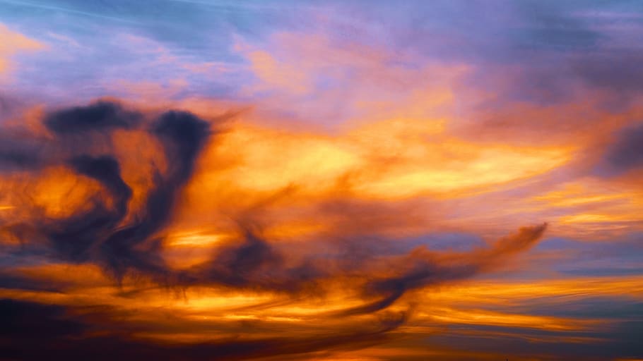 sunset, nature, twilight, clouds, cloud - sky, orange color HD wallpaper