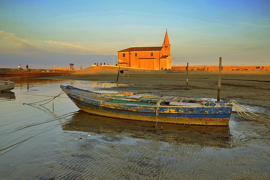 caorle, campanile, holidays, sea, fishing, summer, beach, cliff