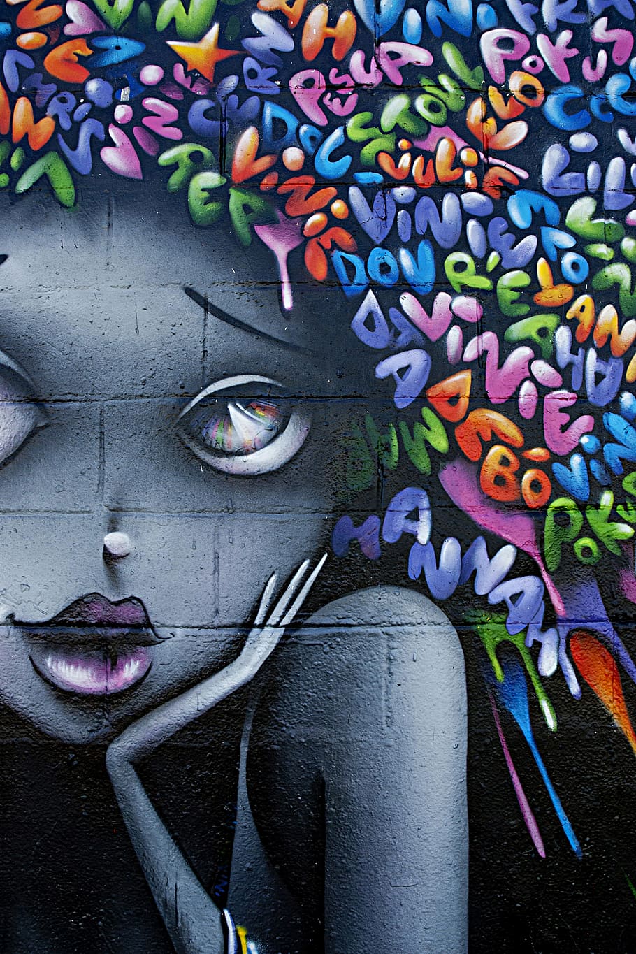 assorted-color wall mural, graphics, design, graffiti, multi colored HD wallpaper