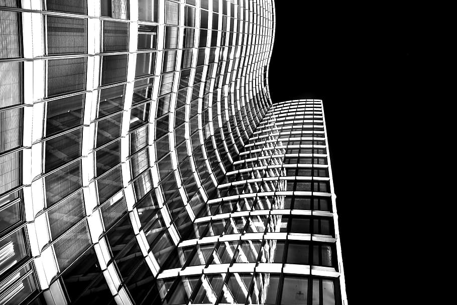 black-and-white, skyline, dark, building, architectural design, HD wallpaper