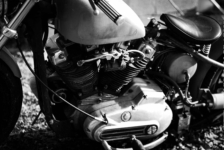grayscale photography of cruiser motorcycle, bikes, handlebar, HD wallpaper