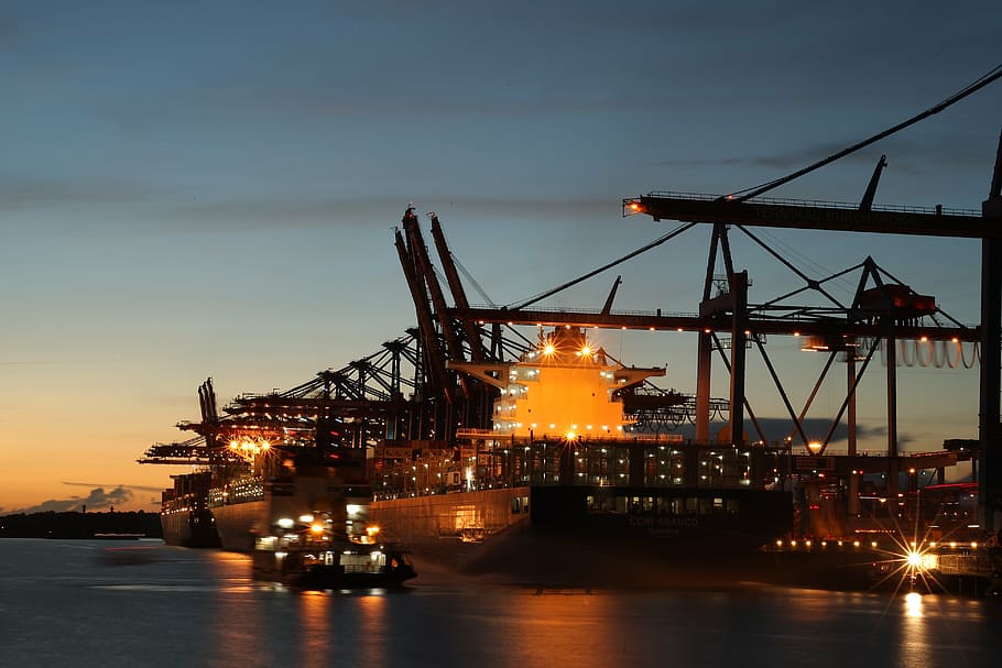 HD Wallpaper: Gray And Brown Industrial Crane, Ports, Ship, Container ...