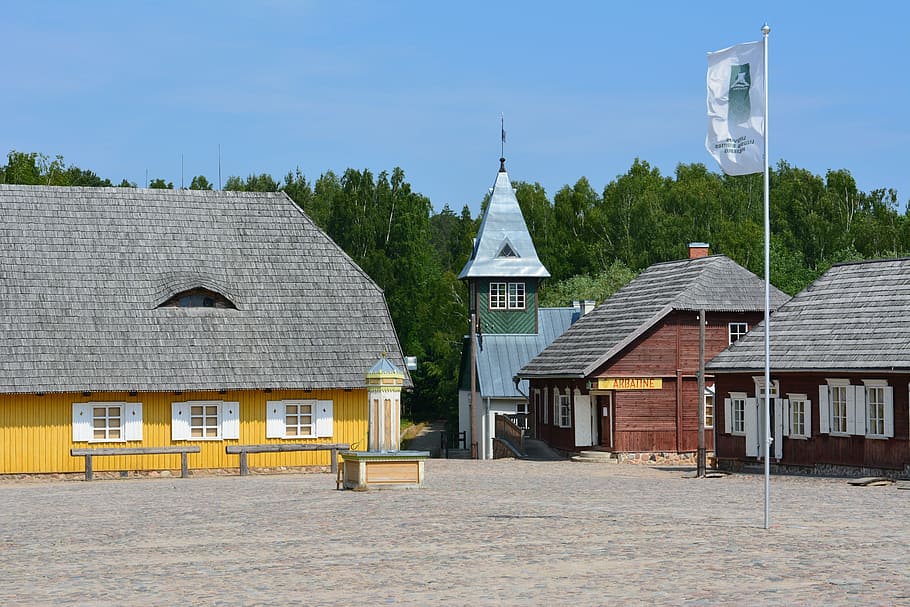 open air museum, small town, architecture, lithuania, rumsiskes, HD wallpaper