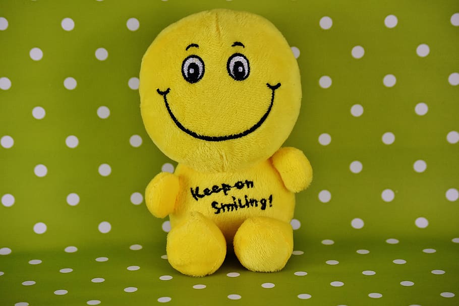 yellow and black plush toy, Smiley, Background, Points, funny HD wallpaper