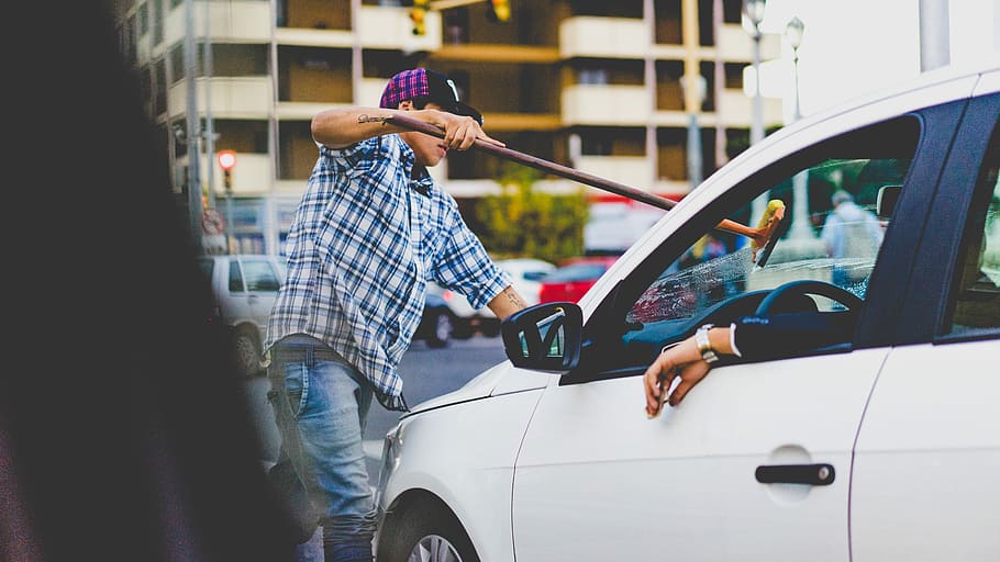 man cleaning white vehicle's windscreen, job, intersection HD wallpaper