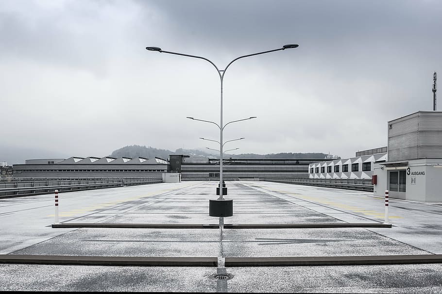 grey electric post lamp, lucerne, parking, architecture, street HD wallpaper