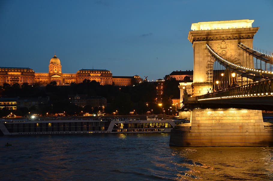 budapest, danube, night, river, architecture, city, hungary HD wallpaper