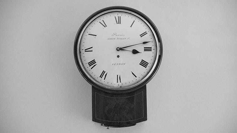 round analog clock with black frame, old, time, antique, face HD wallpaper