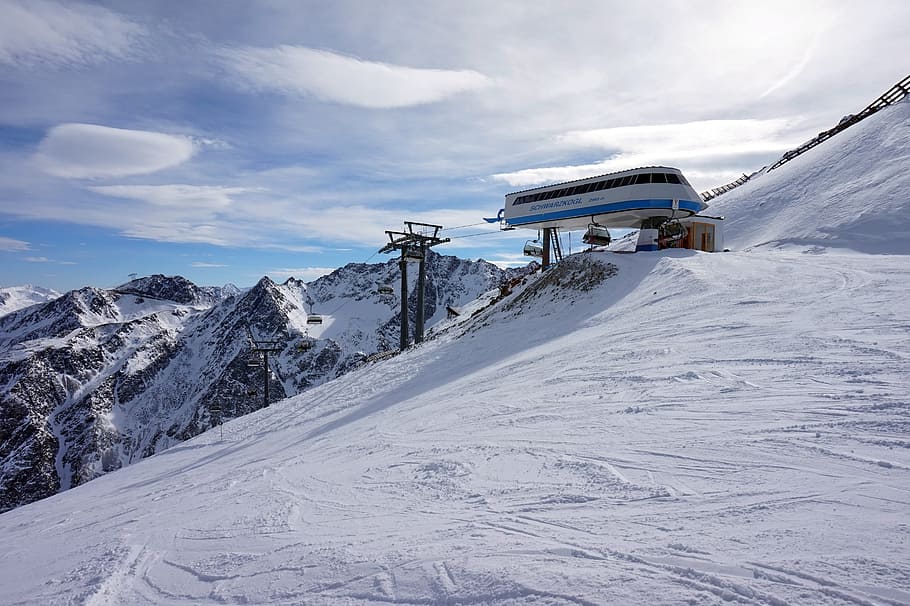 HD wallpaper: sölden, austria, skiing, mountains, nature, slopes, snow-capped peaks | Wallpaper