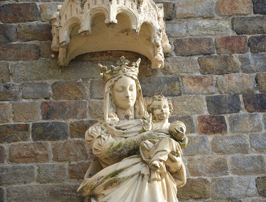 statue, mary jesus, portrait, head, belief, religious figure