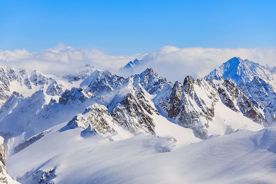 snow cap mountain during daytime, titlis, alps, swiss alps, alpine, HD wallpaper