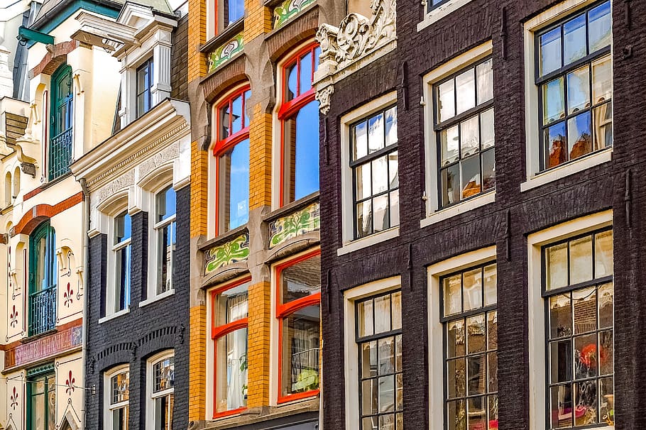 home, house, facade, brick, painted brick, brown, amsterdam HD wallpaper