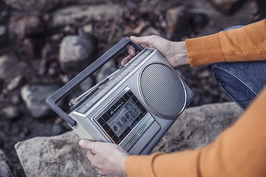 person wearing portable cassette stereo, objects, lazy, radio, HD wallpaper