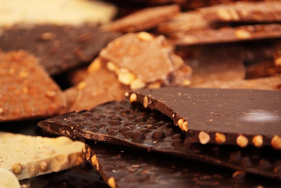 brown chocolate bar, background, calorie, candy, cocoa, dark HD wallpaper