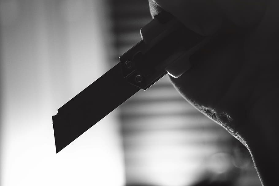 person holding utility knife, cutter, sharp, blade, tool, equipment HD wallpaper