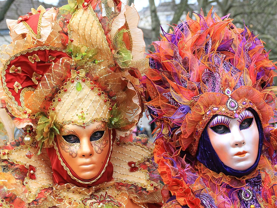carnival, masks, venetian, disguise, annecy, venetian costumes, HD wallpaper
