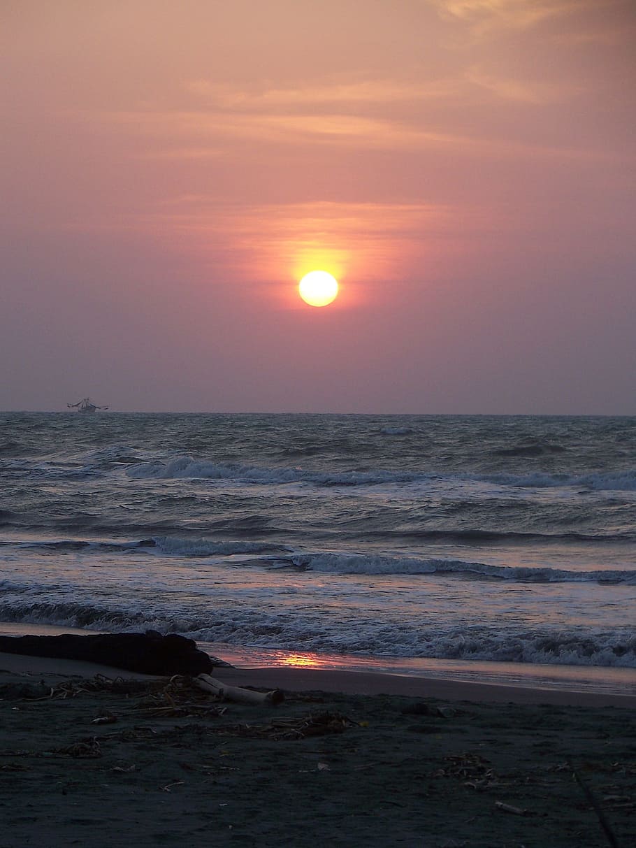 Sunset, Sky, sea, beach, horizon over water, scenics, scenics - nature HD wallpaper