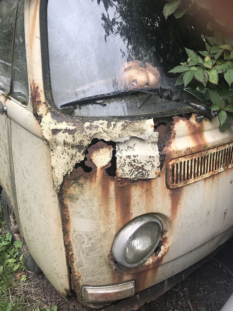 turned off, leave, auto, wreck, rusted, scrap, car wreck, mode of transportation HD wallpaper