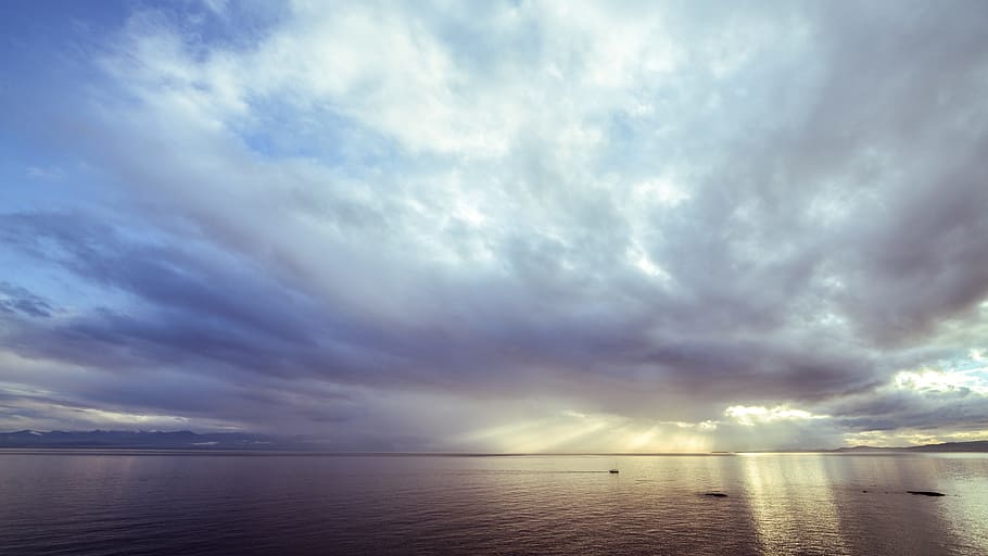 sea, ocean, water, waves, nature, clouds, sky, cloud - sky HD wallpaper