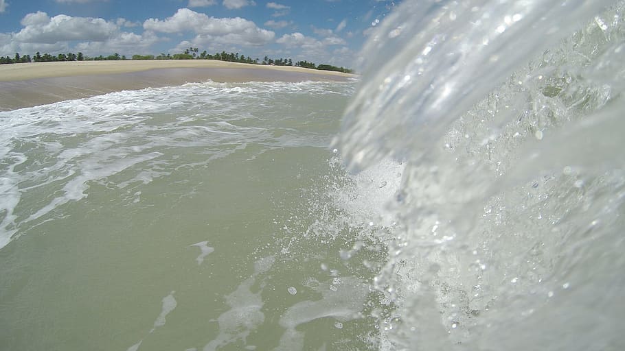wave, beach, water, sand, nature, river, waterfall, flowing HD wallpaper