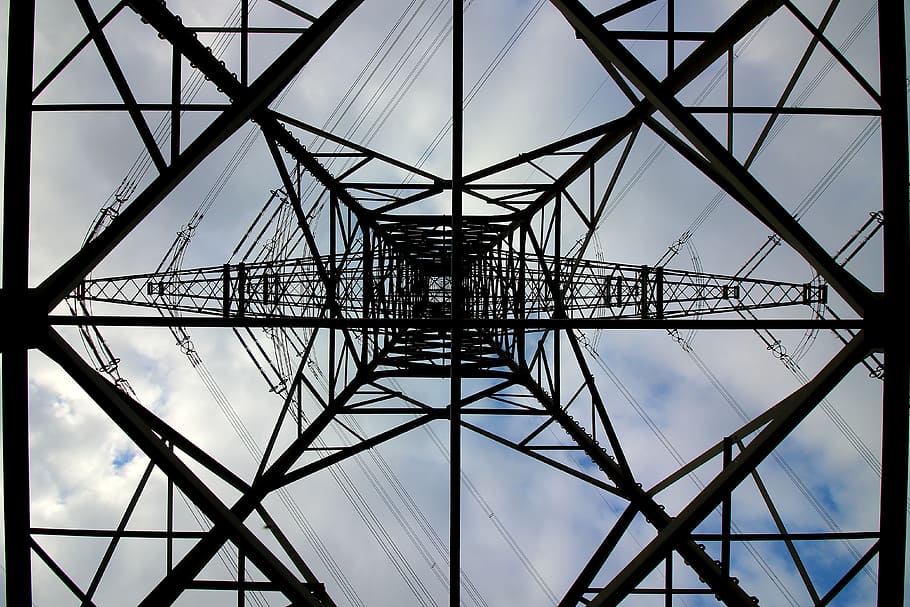 current, strommast, power line, electricity, power poles, high voltage HD wallpaper