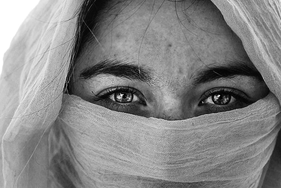 person wearing head scarf photo, beautiful, eyebrows, eyes HD wallpaper