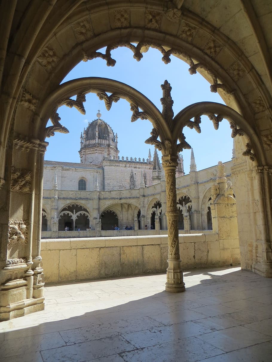 jerónimos monastery, lisbon, cloister, architecture, built structure HD wallpaper
