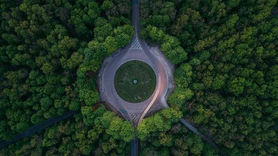 aerial photo of road, aerial photo of building, composition, nature HD wallpaper