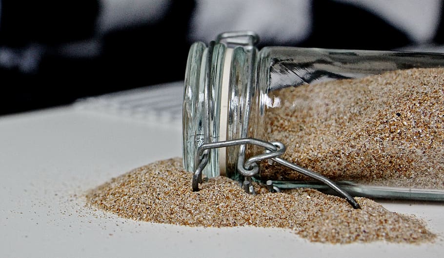 glass, sand, lid, bottle, glass bottle, transparent, bottle closure HD wallpaper