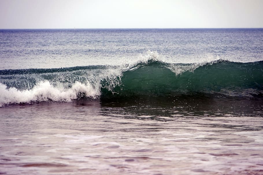 sea, wave, beach, ocean, calm, scum, france, seaside, nature HD wallpaper
