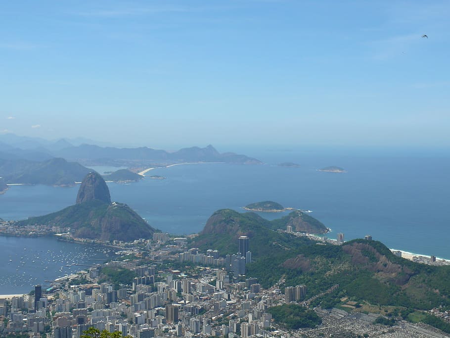 peizazh, sea, city, rio de Janeiro, mountain, sugarloaf Mountain, HD wallpaper
