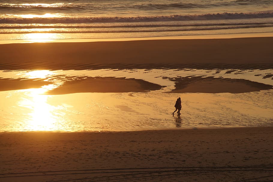 Beach, Sunset, Sea, Biscarrosse, atlantic, dune, ocean, relax HD wallpaper