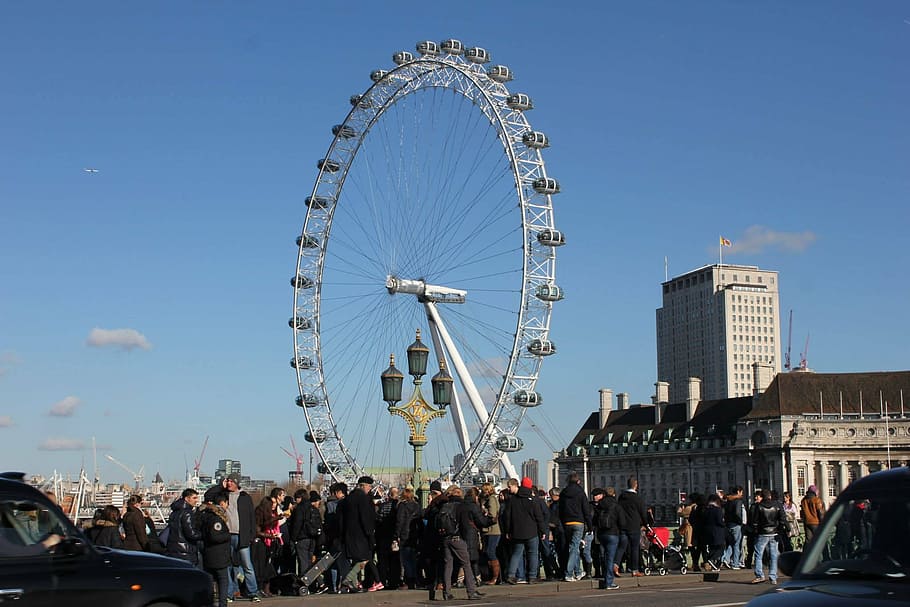 the eye, ferris wheel, london, crowd, large group of people HD wallpaper