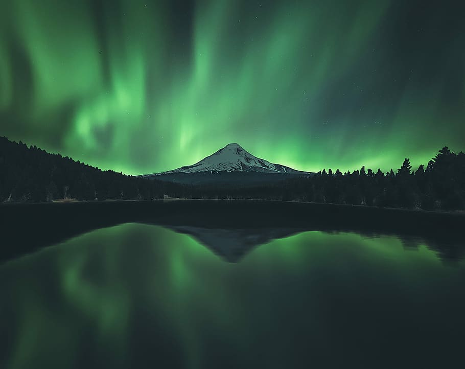 aurora borealis, mountain range, exploring, adventure, scenics - nature HD wallpaper