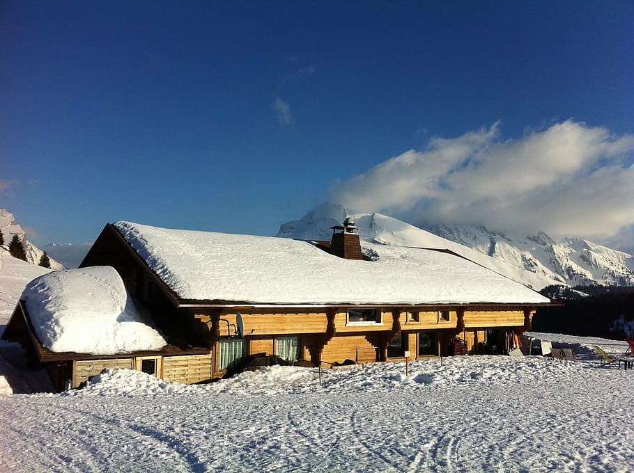 winter, cottage, snow, mountain, nature, european Alps, outdoors HD wallpaper