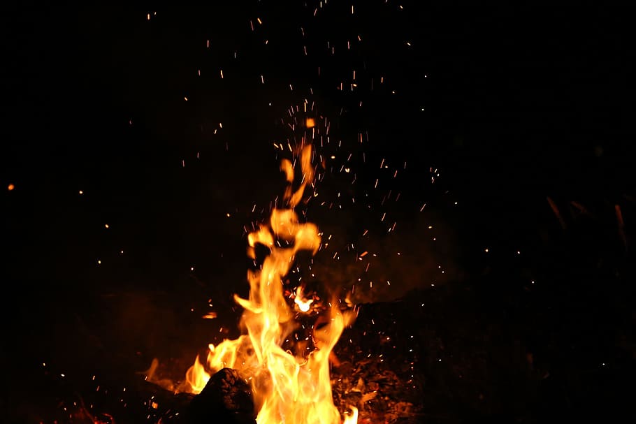 tilt shift lens photography of bonfire, nature, flames, burn HD wallpaper
