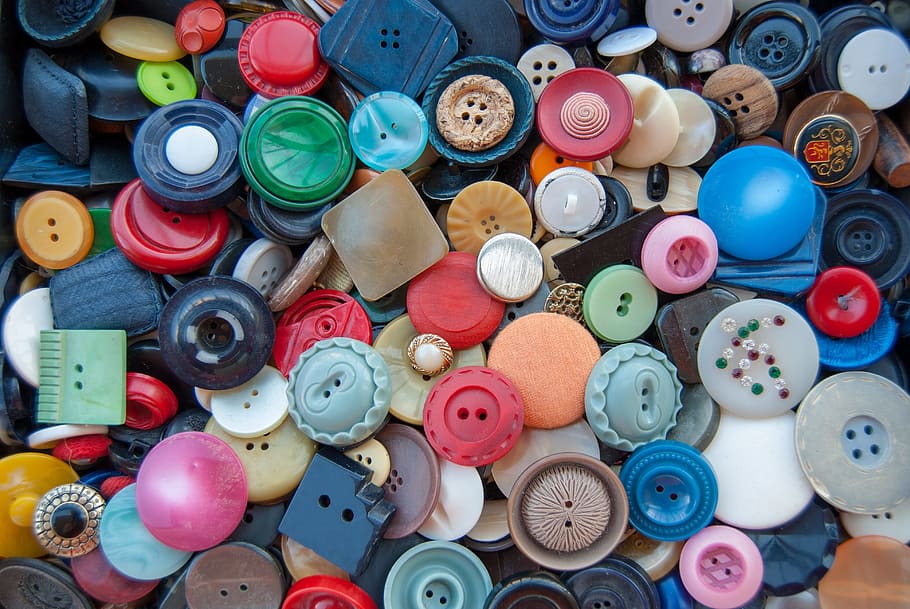 buttons, colors, sewing, textiles, variety, crafts, multi colored HD wallpaper
