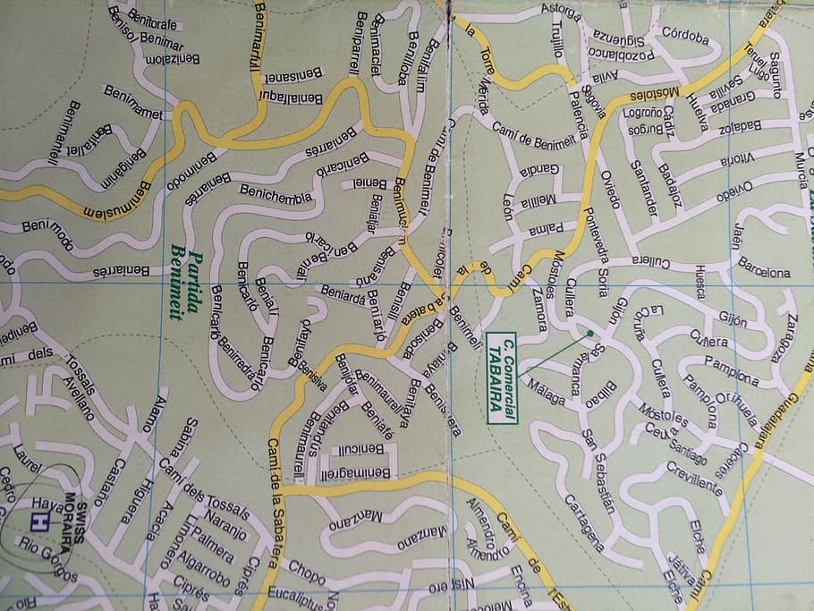 green and yellow map, spain, directions, geography, navigation HD wallpaper