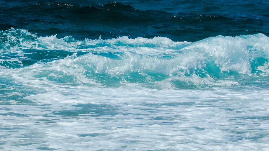 wave, beach, spray, foam, nature, energy, power, blue, water HD wallpaper