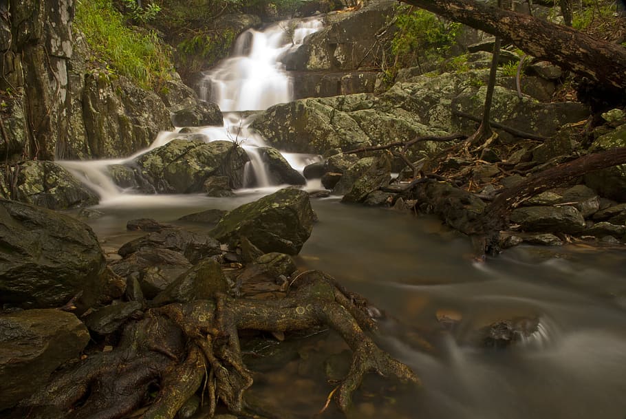 time-lapse photo of upstream, waterfall, long exposure, river, HD wallpaper