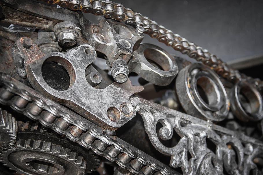 steel, steampunk, iron, machine, chain, the decor cafe, metal HD wallpaper