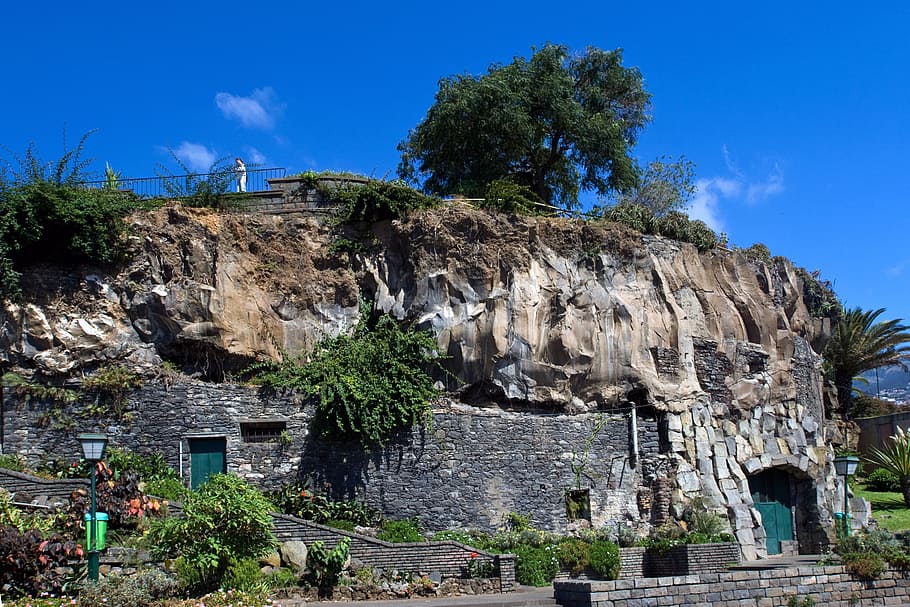 madeira, rock, landscape, plant, architecture, tree, built structure HD wallpaper